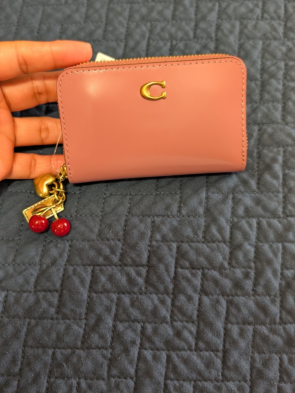 Coach Essential Small Leather Zip-Around Card Case with Charms